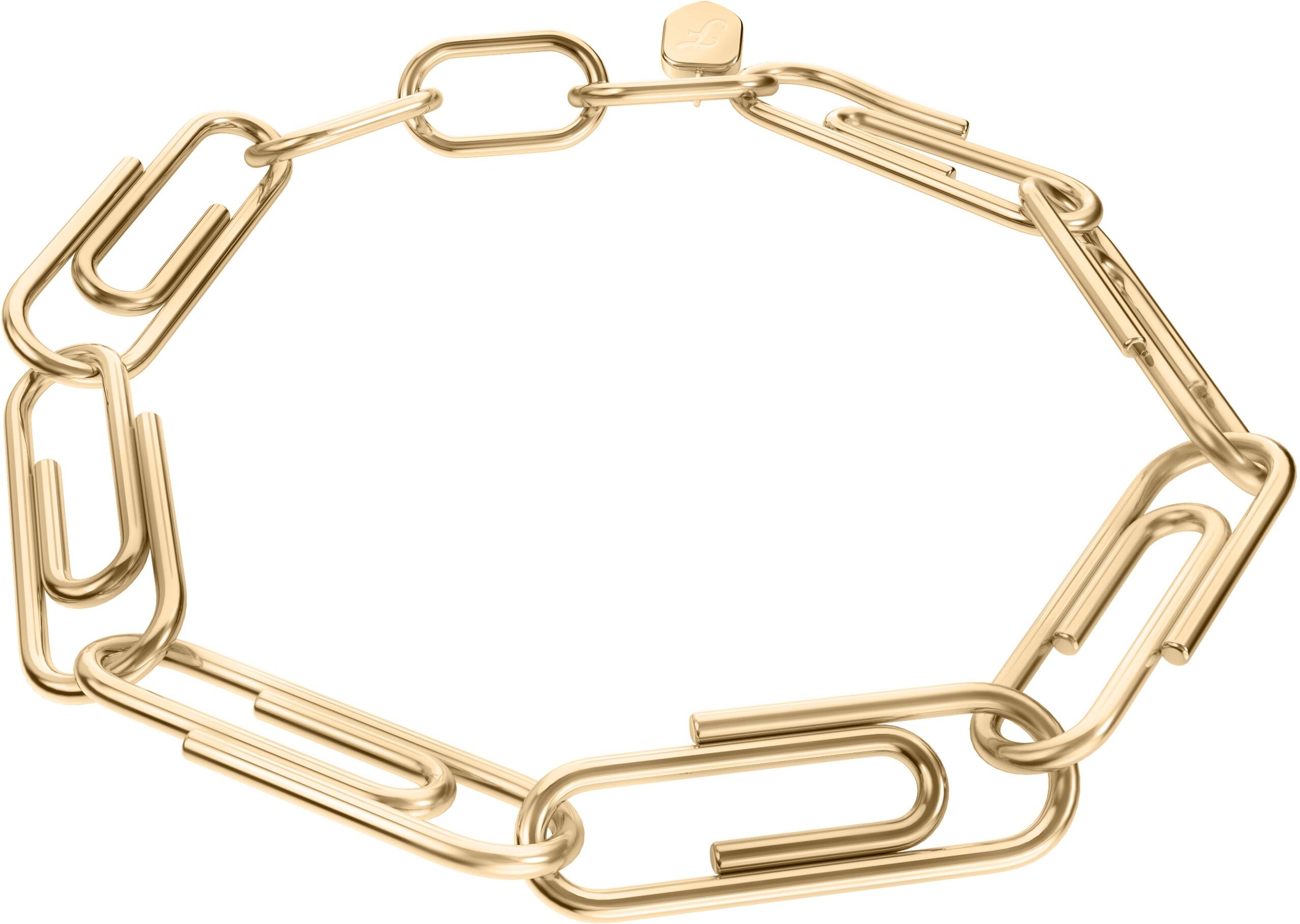 Armband FOSSIL "Jewelry Heftklammer", gelbgoldfarben, Armbänder, Damen, 19,5cm, Edelstahl, Armband