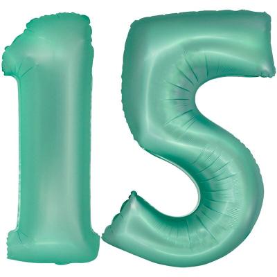 XL Folienballon mint grün Zahl 15