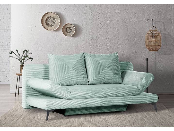 Schlafsofa Eyom Blau/Grün Cordstoff Calice 200 x 78 x 95cm