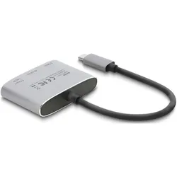 Delock USB-Typ-C-Adapter auf HDMI 4K 60 Hz mit USB-Typ-A und (HDMI), Video Adapter, Grau