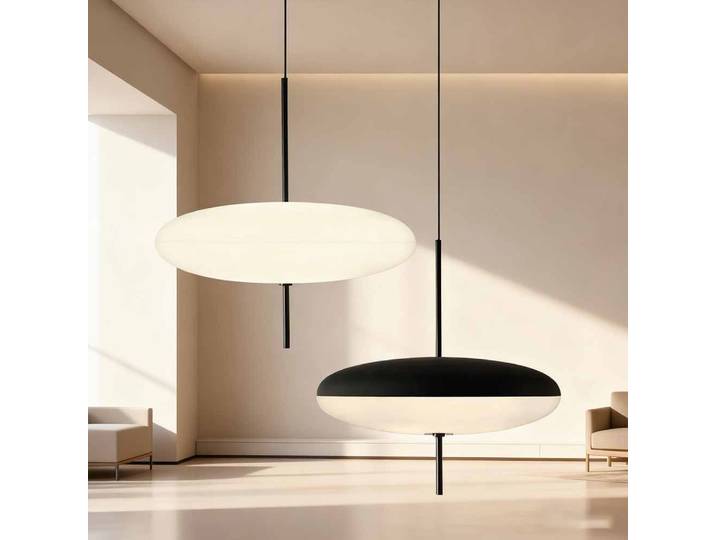 Lampe LED suspendue au design moderne, Style soucoupe volante, 30/50cm, noir et blanc, éclairage de décoration intérieure pour salon, bureau, salle à manger