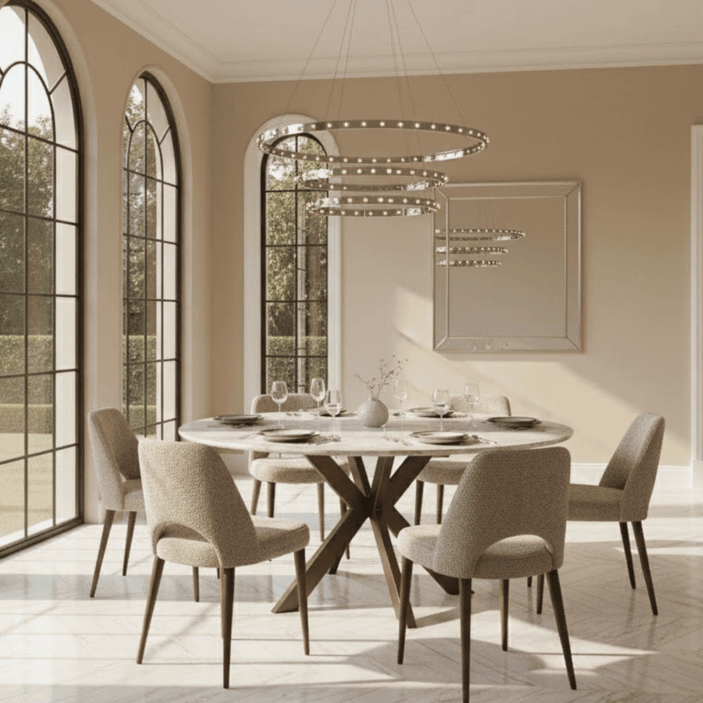 Esther Marble Dining Table with Antique Brass Legs