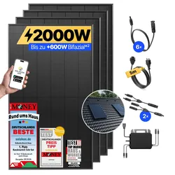 onPower: 2000 Watt Balkonkraftwerk - Ziegeldach (Einzelmontage) / ohne Speicher / 5m