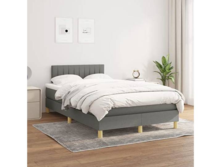 RJPLMFV Lattenrost, Matratze, 120 x 200 cm, Dunkelgrau, Stoff Verstellbarer Kopf, Taschenfedern, Rückenstütze, mittelfest, weicher Matratzenschoner