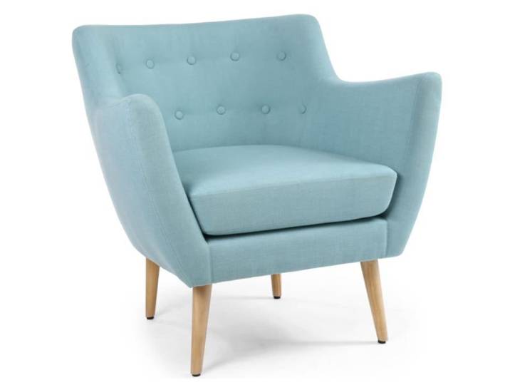 MENZZO Fauteuil scandinave Molly Tissu Bleu