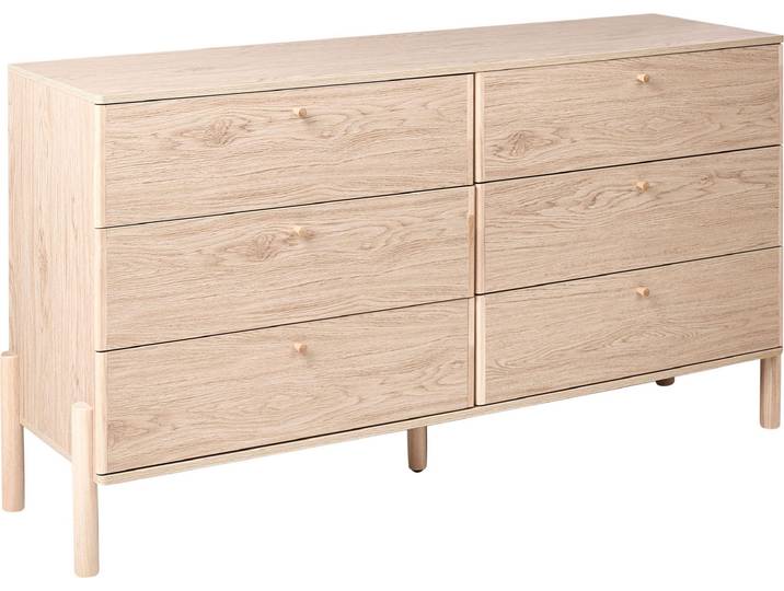 BELIANI Kommode Hellbraun Faserplatte Holzoptik mit 6 Schubladen Hohe Holzbeine Modern Skandi Design Schubladenschrank für Schlafzimmer Wohnzimmer