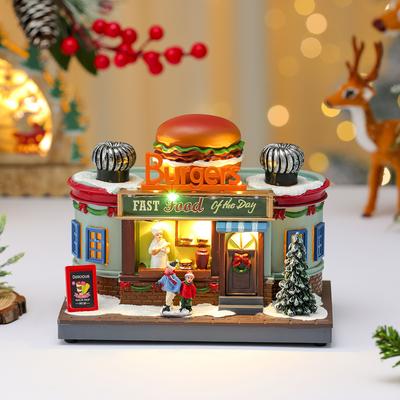 Youfap Market Christmas New Year Gift, Rotating Glowing Octave Box, Xmas Creative Kitchen Ornament, Children Music Box Decoration hamburger