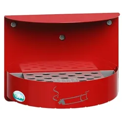 PROREGAL Wandascher mit Schutzdach verschließbar | 1,5 Liter, HxBxT 23x30x15cm | Verzinkter Stahl | Rot | Ascher Aschenbecher