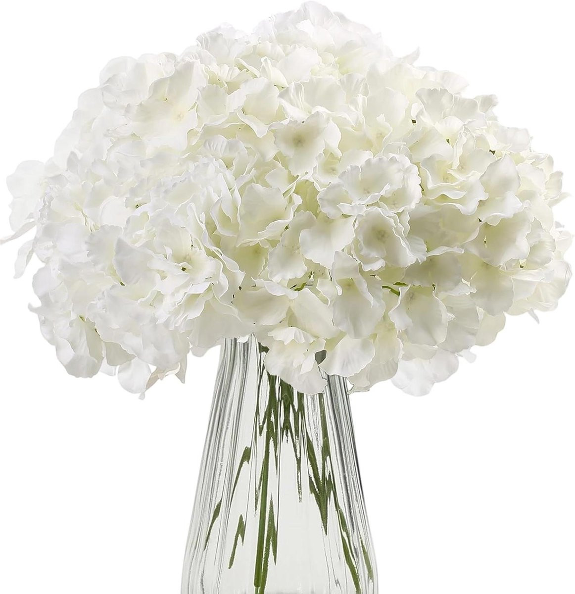 Set van 12 realistische witte zijden kunsthortensia boeketten voor decoratie