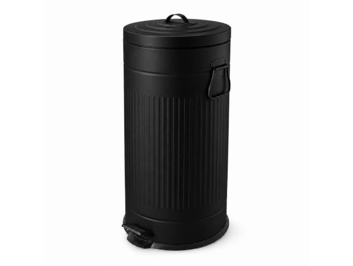 Relaxdays Poubelle\, noire 30 l\, cuisine\, seau intérieur amovible\, pédale\, fermeture douce\, métal\, rétro
