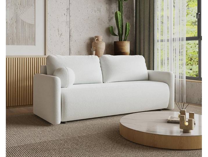 Compleo Schlafsofa boucle mit Bettkasten, Sofa modern 219 cm, Elegant design