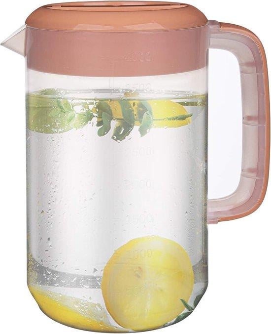 Unyqoos Karaffe van 4 liter met roze deksel voor frisdranken