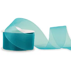 Creativery 38mm Organzaband 25m Chiffonband Schleifenband Geschenkband Stoffband Breit Petrol