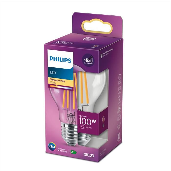 Philips Lampada A Led Goccia Fil.e27 100w Cld-white