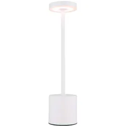 Tischleuchte Lampe Beistelllampe Metall weiß matt LED dimmbar Akku H34cm
