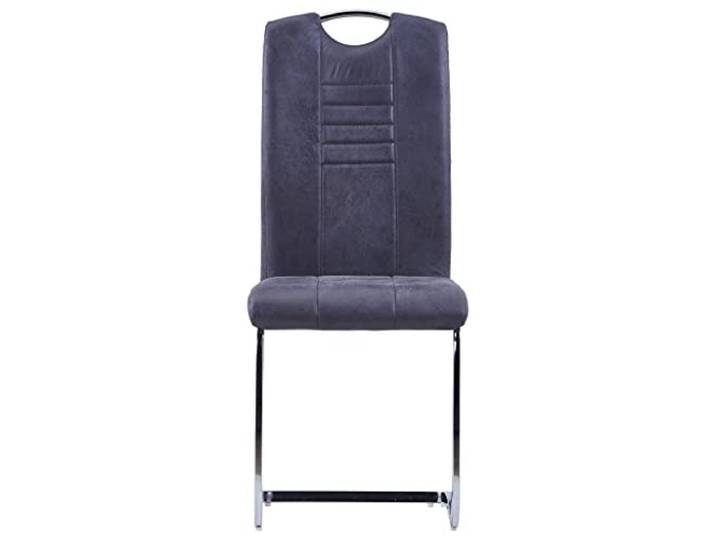 KTHLBRH Esszimmerstühle 2 Stück Grau Kunstleder Wildleder Rahmen aus verchromtem Stahl, ergonomisches Design, praktischer Griff, 110 kg Kapazität
