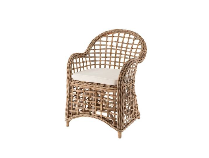 More2Home Rattanstuhl Rattan-Sessel DUSA, grau-washed, mit Kissen