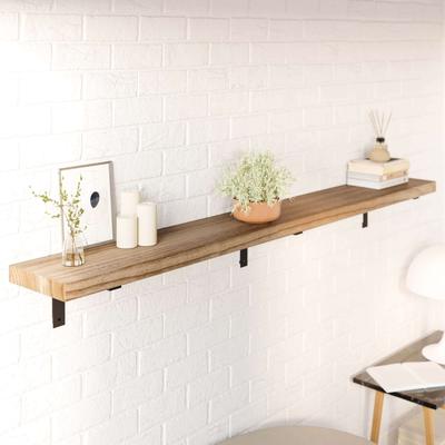 Wallniture Cervo 60-72-84 inch Long, Floating Wood Wall Shelf with Heavy Duty Brackets for Home Decor, Storage and Organization