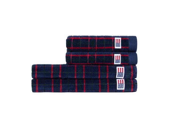 Lexington Serviette checked Lexington, 4 pièces Navy-green, 2 st 50x70 cm, 2 st 70x30 cm
