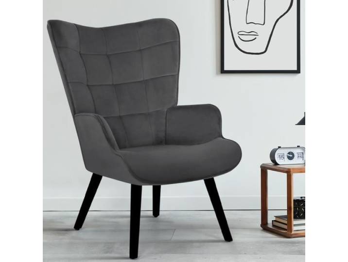 IDMARKET Fauteuil scandinave ANIA en velours gris