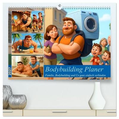 Bodybuilding Planer (hochwertiger Premium Wandkalender 2027 DIN A2 quer), Kunstdruck in Hochglanz