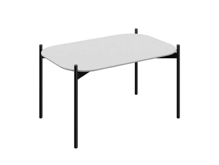 Table basse Meet 75 x 50 cm - Blanc pieds acier Noir