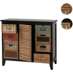 Apothekerkommode HWC-O63, Schrank Schubladen Etikettenhalter Vintage Shabby Fensterladen 80x91x40cm ~ Korpus schwarz