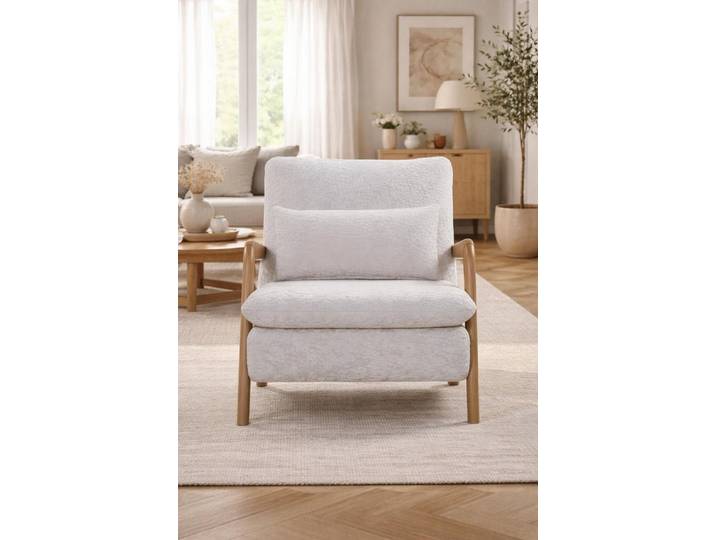 Xlmoebel Sessel Eleganter grauer Sessel mit Holzgestell für stilvolles Wohnen (1-St., Sessel mit Holzgestell), Made in Europa