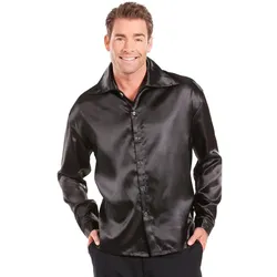 Hemd "Satin" für Herren, schwarz