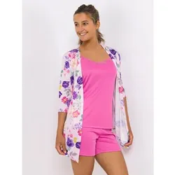 LITTLE ROSE Pyjama-Set, 3tlg. Mikrofaser Cardigan, 3/4-Arm Top & Shorty
