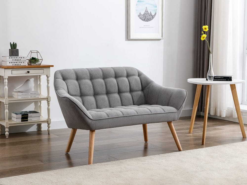 vente-unique.com Canapé fixe polyester 2 places gris Gris 127x77x73cm