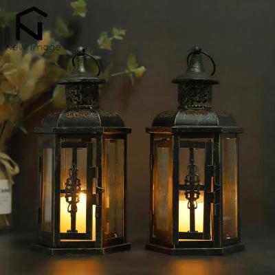 Uplift Treasures Vintage Nordic Iron Candle Lantern Decor 1pc White