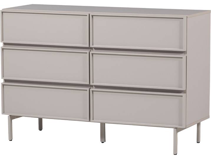 Sideboard WOOOD Tours mit Melamin-MDF und breiter Ausführung B 120 x T 42 x H 80 cm , grau (sand), B:120cm H:80cm T:42cm, Melamin, Sideboards, Sideboard, Tragkraft Deckplatte 50 kg, schmutzabweisende Oberfläche