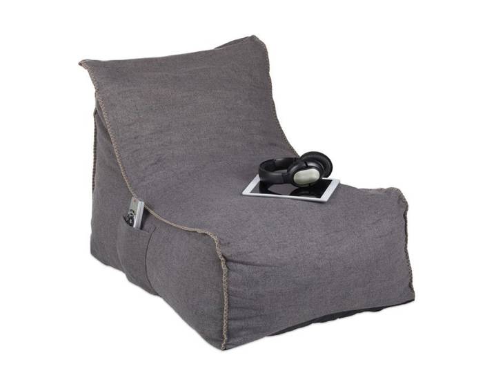 Relaxdays Pouf poire avec dossier coussin sol XXL adultes doux intérieur mousse siège géant gris