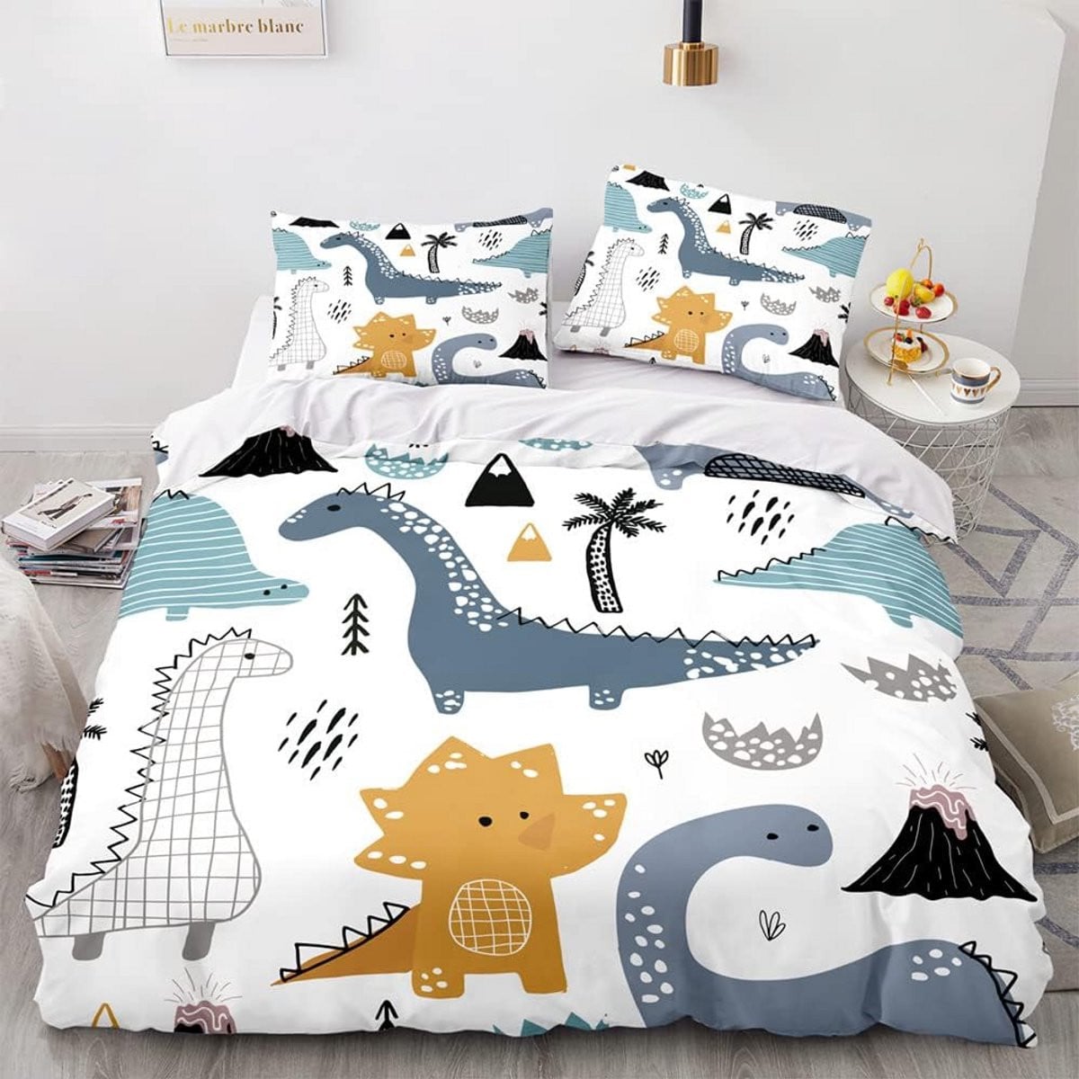Kinderslaapkamer Beddengoed Set met Kleurrijke Dinosaurus Print Dekbedovertrek