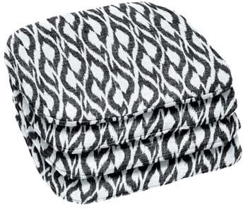 BH Outdoor Performance Set of 4 Stacking Chair Pads by BrylaneHome in Black Ikat Patio Cushion