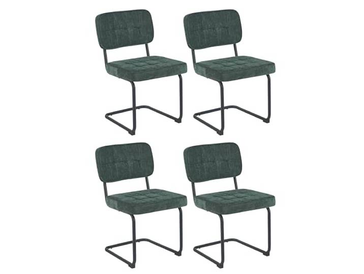 Colenis 4er-Set Esszimmerstühle Grün Stühle aus gewebtem Stoff mit Metallgestell, Gepolsterte Sitzfläche, Bequeme Küchenstühle für Esszimmer, Küche, Wohnzimmer, Kita