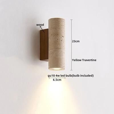 Uplifted Goods Nordic Architectural Travertine And Wood Luminary System w o Switch B