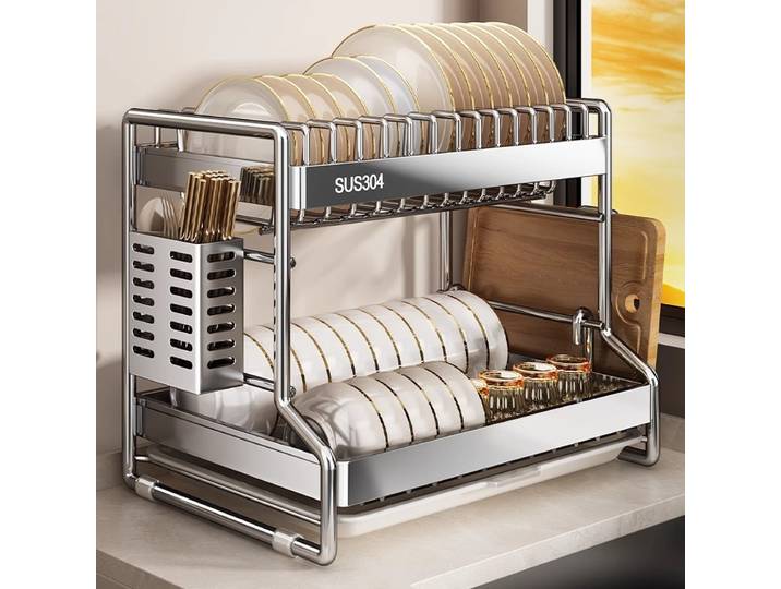 Étagère de rangement pour bols et assiettes, égouttoir, étagère de rangement de cuisine en acier inoxydable 304