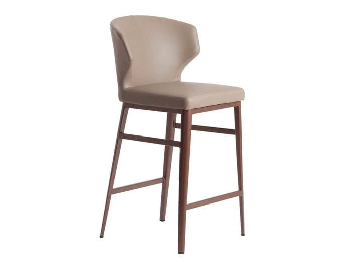 Tabouret simili cuir vison et bronze