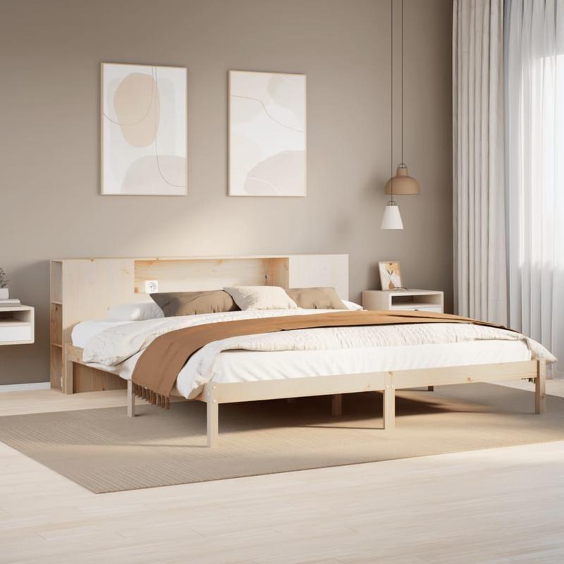 Bettgestell - Holzbett mit Stauraum, 180x200 cm, mit integriertem Bücherregal