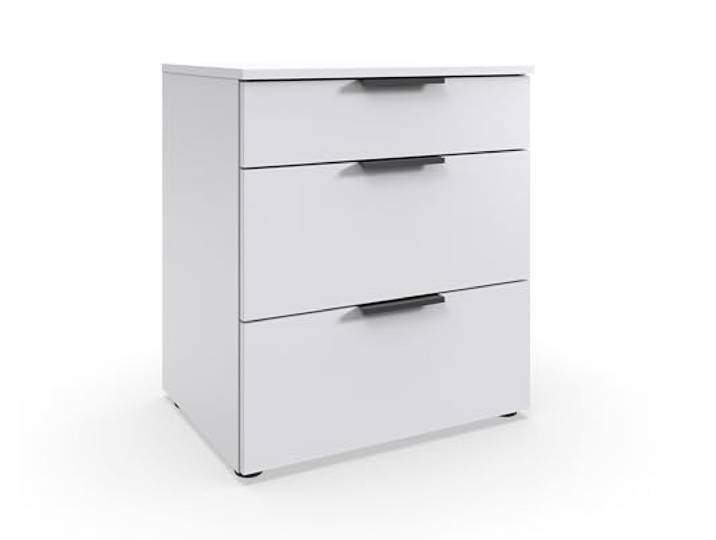 möbelando freiraum Kommode Oxford – Moderne Nachtkommode in Weiß, 3 Schubladen, 54x61x41 cm, Made in Germany, platzsparend & pflegeleicht