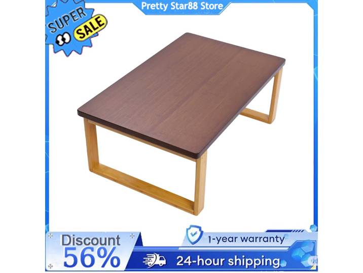 Table basse pliante rectangulaire, Table d'appoint en bambou, 80x50x31cm, Table à thé à pieds bas pour salon/bureaux à domicile/Patios/Studios