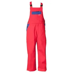 Kinder-Latzhose - 290g/m2 - 122/128 - mittelrot/kornblau