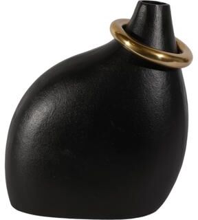 Sagebrook Home Rouen Black Vase With Ring, Novelty