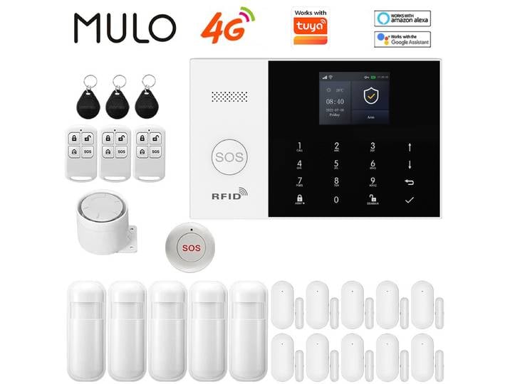 Système d'alarme intelligent pour maison PGST 4G WIFI GSM, fonctionne avec l'application Smart Life, kit d'alarme sans fil avec capteur de porte, compatible Alexa, capteur 433 MHz
