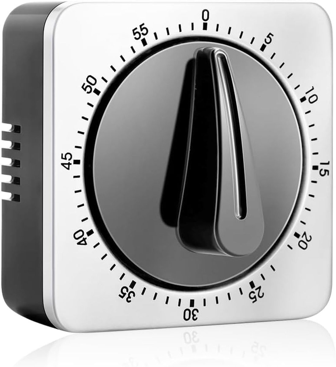 Magnetische RVS Keuken Timer - Vierkante Mechanische Afteltimer voor Koken en Bakken - 60 Minuten