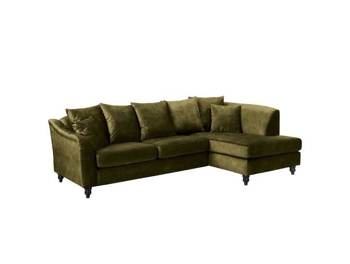 Ecksofa Lovis Grün Samt Tomi 270 x 90 x 162cm Ottomane davorstehend rechts ohne Schlaffunktion Glamour