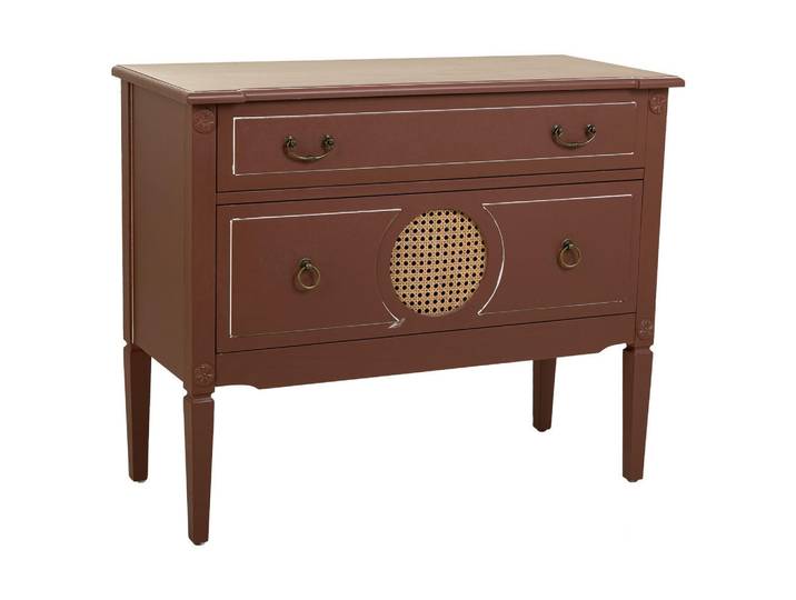 Wanderlust Kommode aus braunem Holz und Rattan, 88x38x72 cm, Braun, 88x72x38 cm, Kleinmöbel, Kommoden, Kommoden