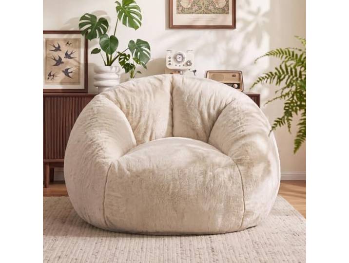Dyonery Sitzsack in Katzenpfoten-Form aus Kurzpelz,Khaki Kunstfell-Sitzsack mit hochelastischem, hochdichtem Schaumstoff,ergonomischer Boden-Sitzsack für Wohnzimmer Schlafzimmer